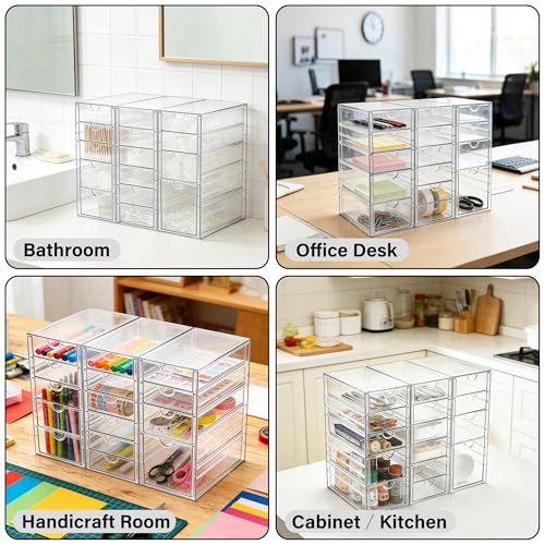 Prsildan 15 Drawers Teacher Toolbox Acrylic Containers, Set of 3 - size: 15 Drawers