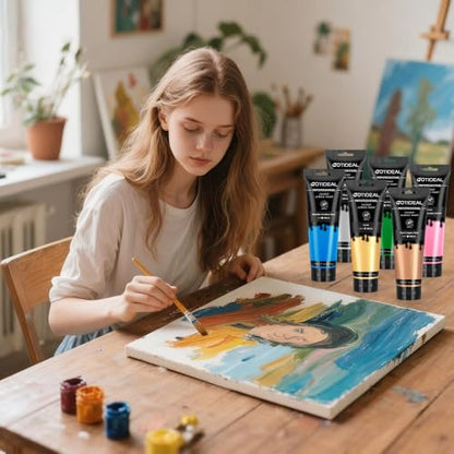 GOTIDEAL Metallic Blue Acrylic Paint, 8.45oz/250ml, Art Craft Paints - color: Metallic cerulean blue