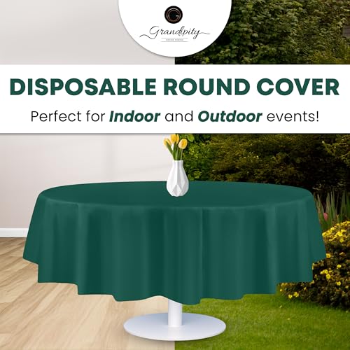 Grandipity Plastic Table Cloth Disposable 12 Pack 84" Round Dark Green - color: Dark Green, size: 84in. Round