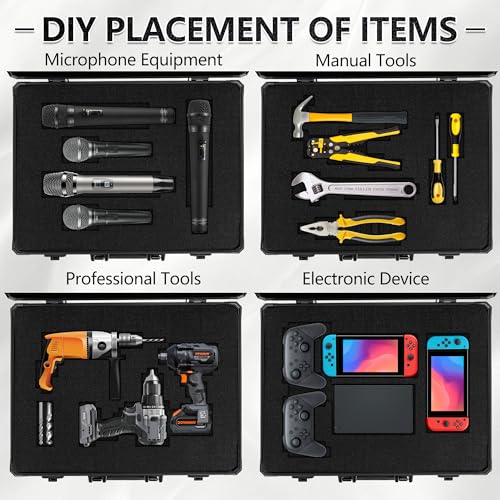 18 Inch Carrying Case with Customizable Pre-Diced Foam - size: 18.9x14.6x6.7 Inch