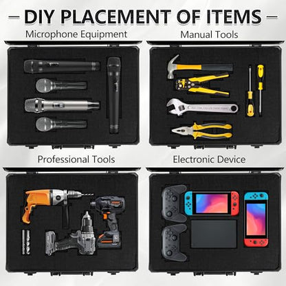 18 Inch Carrying Case with Customizable Pre-Diced Foam - size: 18.9x14.6x6.7 Inch