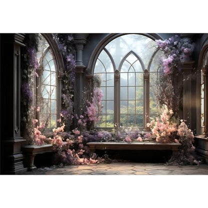 Retro Flower House Interior Backdrop 10x8ft Dreamy Photography Background - size: 10ftx8ft