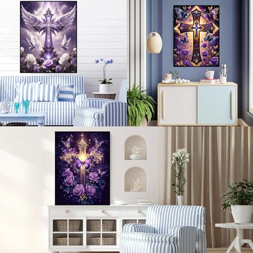 Diamond Art Kits for Adults, 3 Packs Cross Diamond Art Painting Kits - color: Cross-3Pcs, size: 3 packs-30*40cm