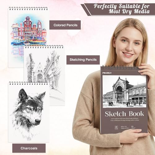 3 Pack Sketch Book 8.5 × 11 in, Spiral Bound, 50 Sheets Each - color: Reddish brown, size: 8.5 x 11inch(3 Pack)
