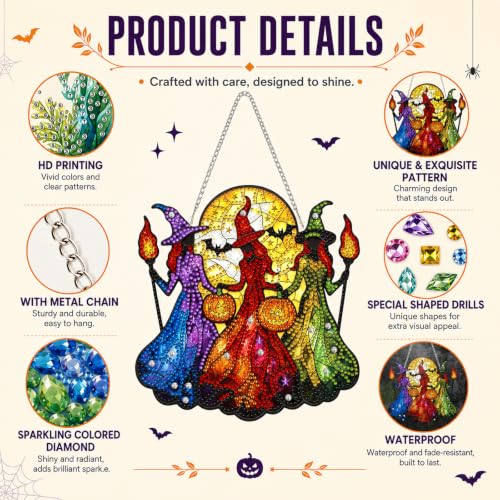 Witch Hanging Diamond Art Kits for Adults, Diamond Painting Suncatchers - color: Witch