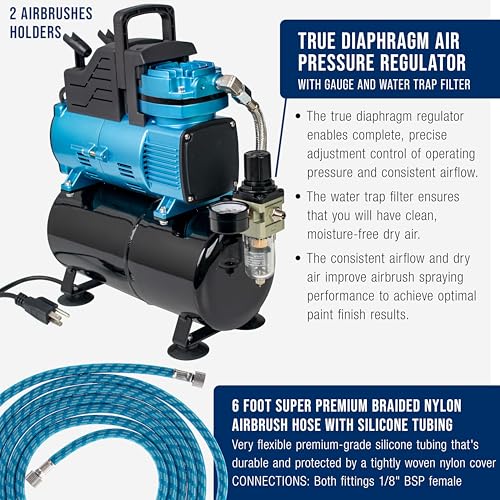 Master Airbrush 1/5 HP Cool-Runner Dual Fan Tank Air Compressor Kit - style: Super Cool Runner Tank