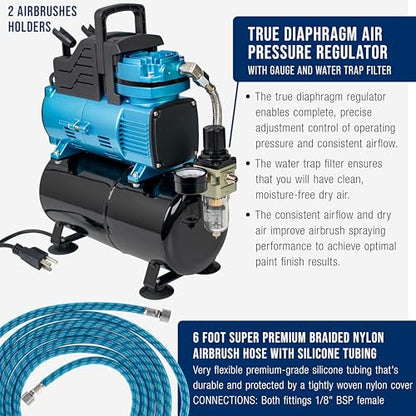 Master Airbrush 1/5 HP Cool-Runner Dual Fan Tank Air Compressor Kit - style: Super Cool Runner Tank