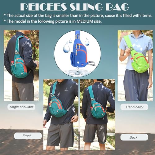 Peicees Small Sling Backpack Waterproof Unisex Shoulder Bag Chest Crossbody Daypack - color: Turquoise, size: Small