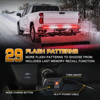 XRIDONSEN 60 inch Tailgate Emergency Lights Red White Strobe Lights - color: Red/White