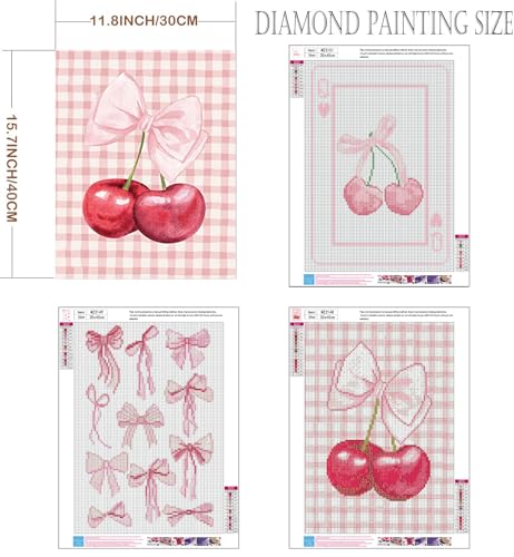 Axquilon 3 Pack Pink Bows Diamond Art Kits for Adults 12x16 inch - color: 3-Pack Pink Bows