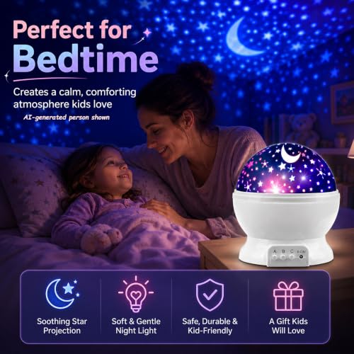 Star Projector Night Light for Kids | Kids Night Light Projector - color: White