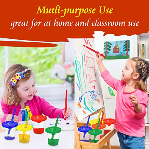Paint Cups with Lids for Kids 10 No Spill Paint Containers, Paintbrushes - size: 10 Pack