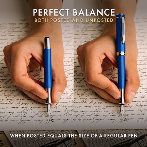 Wordsworth & Black Mini Pocket Fountain Pen for Writing, Medium Nib, Blue - color: Imperial Blue