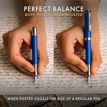 Wordsworth & Black Mini Pocket Fountain Pen for Writing, Medium Nib, Blue - color: Imperial Blue