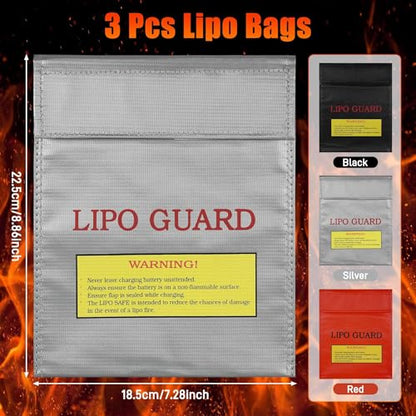 LiPo Guard Battery Safe Bag, Flame & Heat Resistant, 3 Pack (Small) - size: Small Size
