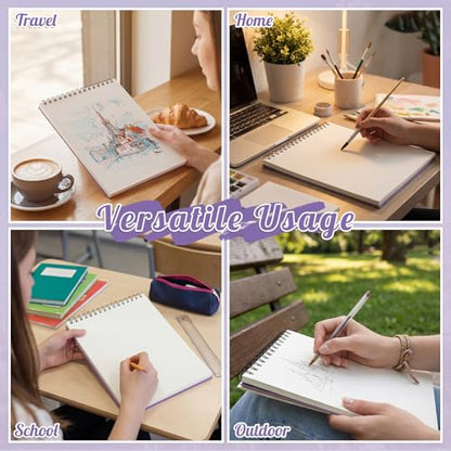 Prudiut Sketch Book 3 Pack, 8.5 × 11 in, Spiral Bound, Violet - color: Violet, size: 8.5 x 11inch(3 Pack)
