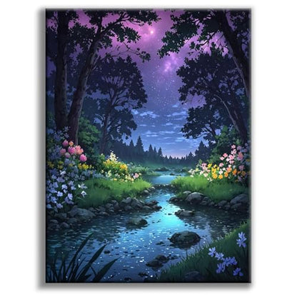 Diamond Art Kits for Adults, Forest DIY 5D Diamond Painting for Beginners - color: BLKJDP09