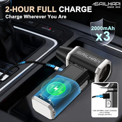 Powerful Air Duster, Rechargeable Blower, Turbo Fan, Barber Gifts - color: Bright Silver