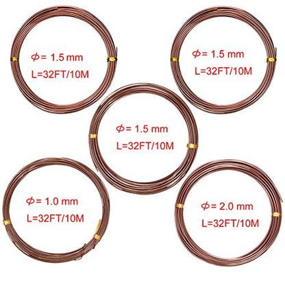 Mudder 5 Roll Bonsai Training Wire Aluminum 1/1.5/2.0mm Brown - color: Brown, size: 1/1.5/2.0mm