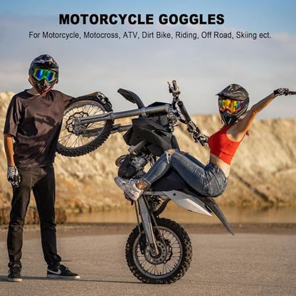 Dirt Bike Goggles for Motorcycle, ATV, Motocross, Riding, Offroad - Adult, Men, Women, Youth, Kids - color: Black Green Frame+color Lens