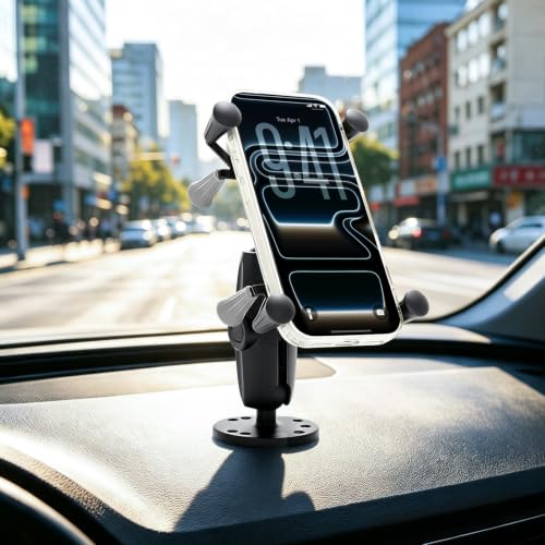 Strg Phone Mount with Drill-Down Round Base and Marine-Grade Aluminum Arm - size: Round Base