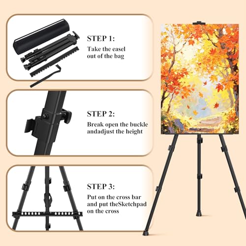 Art Painting Tripod Easel Stands, Portable Adjustable Display Artist Easels - style: Black-2pack