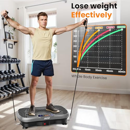 AXV Vibration Plate Exercise Machine Fitness Platform Body Vibrating Board - color: SLIM.GRAY