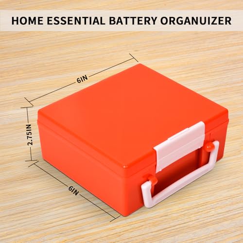 FULLCASE Battery Storage Organizer Holder Holds 72 AA AAA Batteries - color: Orange