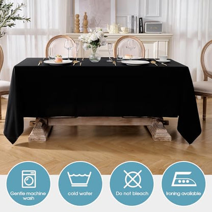 VidaFete Everyday Series Rectangle Tablecloth 60" x 102" 2 Pack Black - color: Black, size: 102" x 60" (2 Pack)