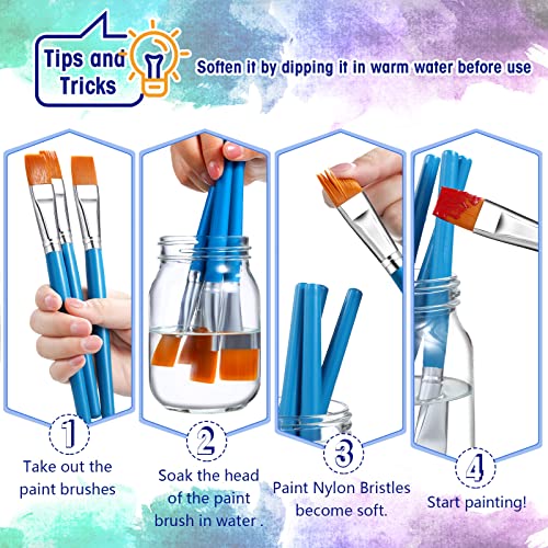Zonon 30Pcs Paint Brush Bulk Small Flat Tip Acrylic Oil Brush, 1'', Blue - size: 1''