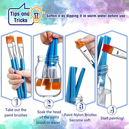 Zonon 30Pcs Paint Brush Bulk Small Flat Tip Acrylic Oil Brush, 1'', Blue - size: 1''
