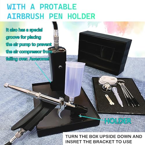 High Pressure Airbrush Kit, Rechargeable Cordless - color: Black