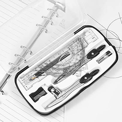 Unjoo Math Geometry Kit Sets 10 Piece Student Supplies, Compass Set, Black - color: Black1