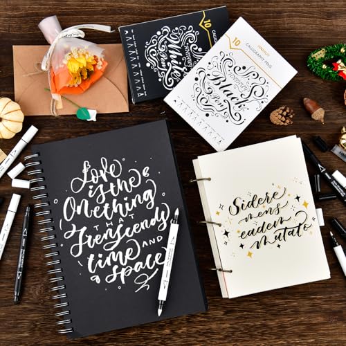 Dual Tip Black Acrylic Calligraphy Pens, Hand Lettering Pen - color: Black