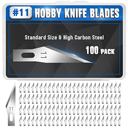 DIYSELF 100 Pack Hobby Knife Blades #11, SK5 Carbon Steel with Storage Case - style: #11
