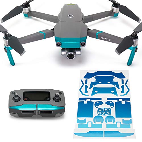 Wrapgrade Poly Skin Sticker Set Compatible with DJI Mavic 2 | Accent Color (Caribbean Blue) - color: CARIBBEAN BLUE