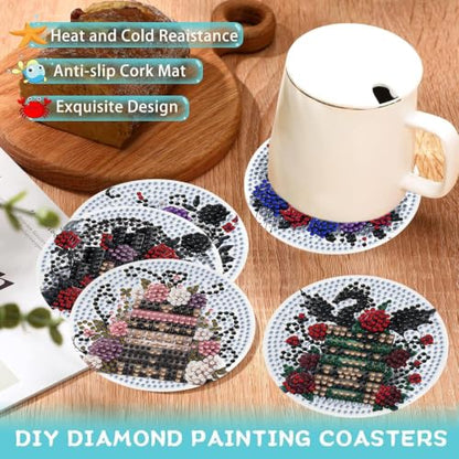 Ekuxom 8 Pcs Books Diamond Art Coasters Kit for Adults - color: Books-2