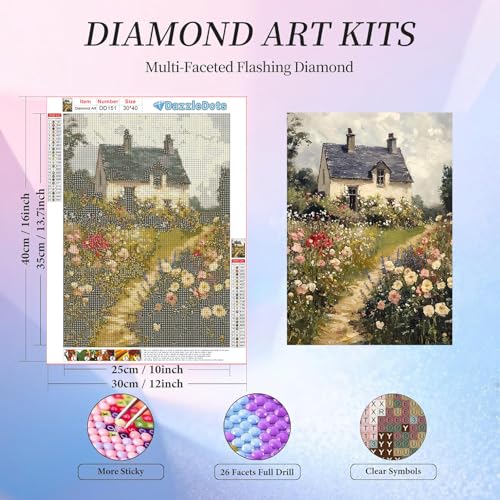 Farmhouse Diamond Art Kits for Adults Round Diamond Painting 12x16 Inch - color: DD151