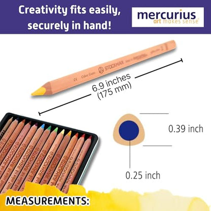 Mercurius AMS Color Giant Pencils, Set of 12 in Tin Case
