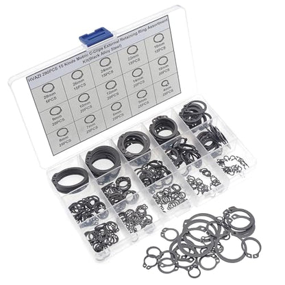 290PCS 15 Sizes Metric External C-Clip Retaining Ring Assortment Kit