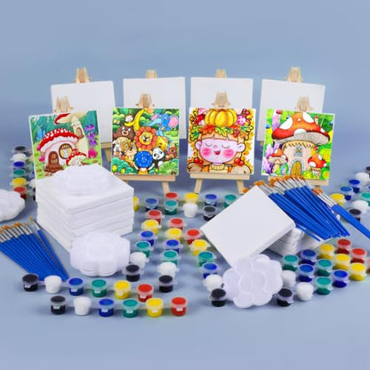 ESRICH 40 Set Mini Canvas Painting Kit, 4x4in Mini Paint Set - size: 40 set 4*4