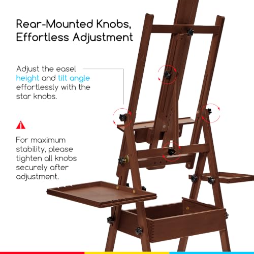 MEEDEN Painting Easel with Storage and Tray: H-Frame Beech Wood Art Easel - color: Deep Walnut