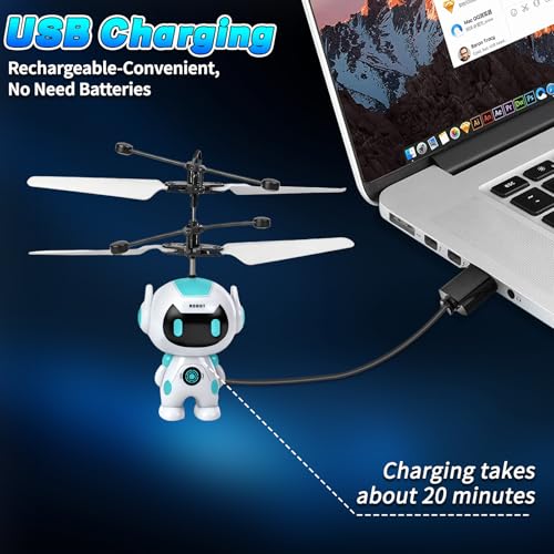 Flying Robot Toys for Kids 6+, Flying Ball Hand Operated Mini Drone - color: White
