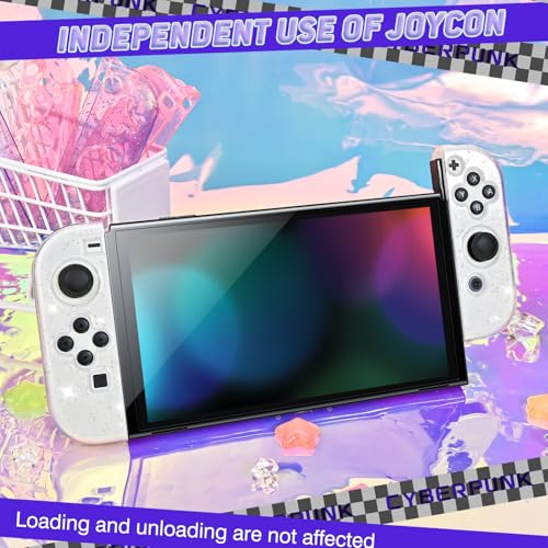 DLseego Glitter Protective Case for Switch Joy Con Controllers, Handheld Soft Silicone TPU Protective Cover Replacement Shell Case Suitable for Switch & Switch OLED Model Joy Cons - Clear - color: Clear