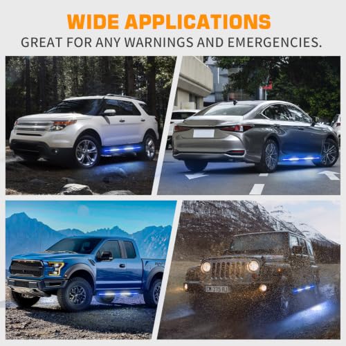 XRIDONSEN 2PCS 60 inch Blue White Emergency Lights Running Board Lights - color: Blue/White