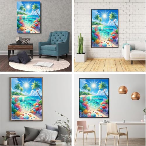ZeeLionArt Diamond Art Kit, Beach Landscape Scenery, 12 x 16 Inch - color: DP04319
