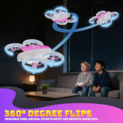 Contixo F15 Astro Mini Drone with 2.4" Screen Remote – 720P HD Dual Camera, Live Video Display, Optical Flow Hover, One-Key Takeoff/Landing, 360° Stunts, 2 Batteries, Beginner Drone for Kids & Adults - color: Pink