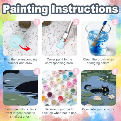 Black Cat Framed Paint by Numbers Kit for Adults Beginner 8x12 inch - color: Frame-OP-US09