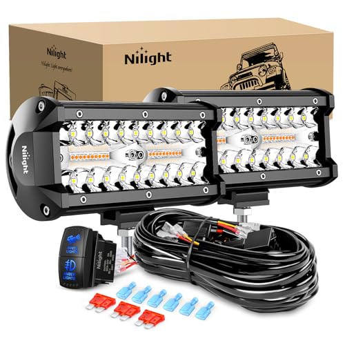 Nilight 6.5Inch Off-Road LED Light Bar White Amber 3 Lighting Modes - color: Amber&White 3 Modes