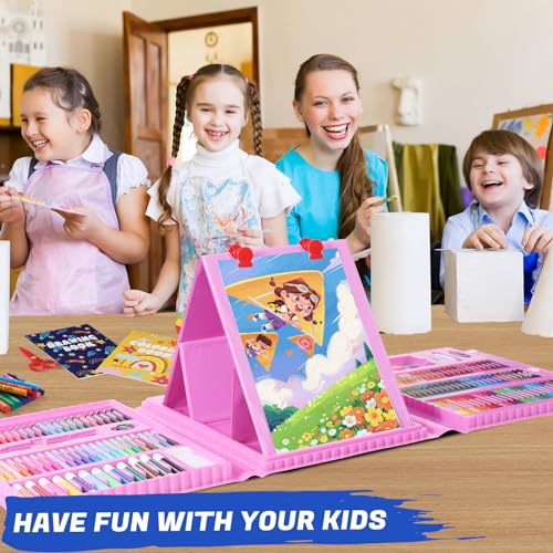 All in One Art Supplies Include Drawing Kit, Origami & Paper-Cutting Crafts - color: Pink